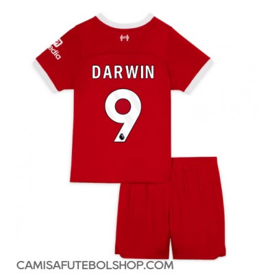 Camisa de time de futebol Liverpool Darwin Nunez #9 Replicas 1º Equipamento Infantil 2023-24 Manga Curta (+ Calças curtas)
